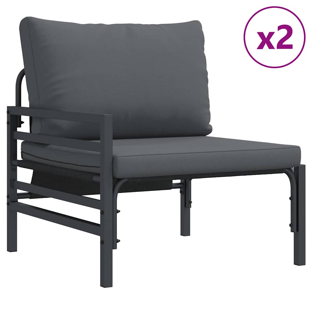 Gartensofa-set mit Kissen 3 pcs Schwarz Stahl – Bild 3