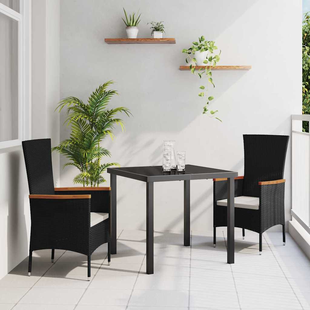 Garten Essgruppe 3 pcs Schwarz Pulverbeschichteter Stahl