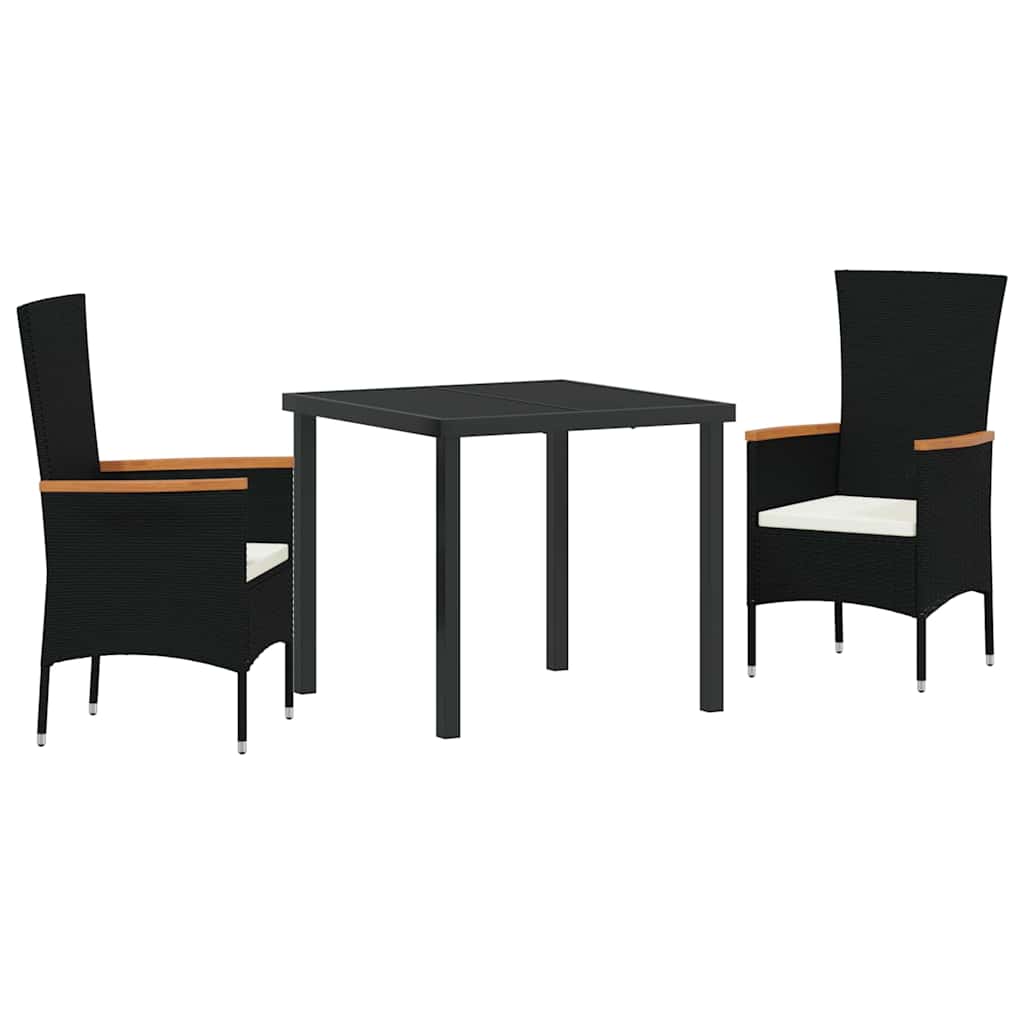 Garten Essgruppe 3 pcs Schwarz Pulverbeschichteter Stahl – Bild 2