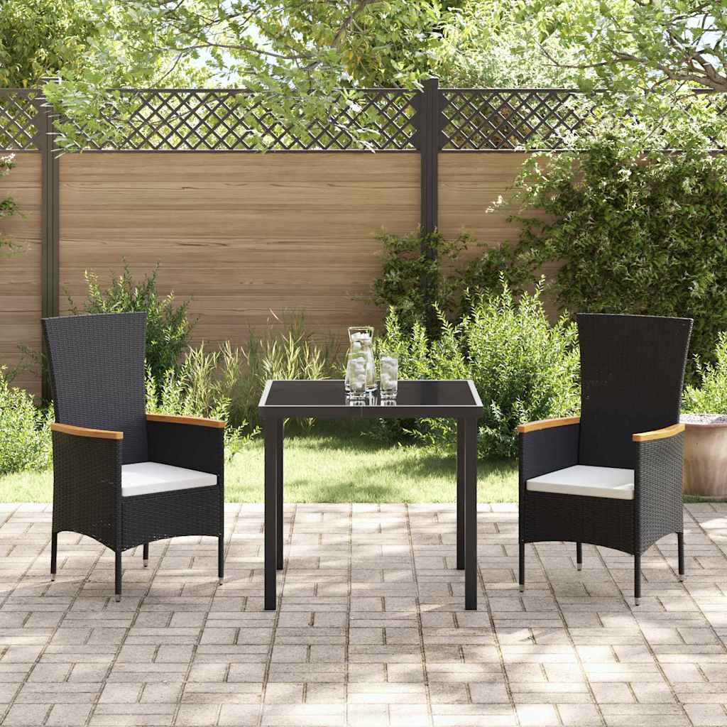 Garten Essgruppe 3 pcs Schwarz Pulverbeschichteter Stahl – Bild 4