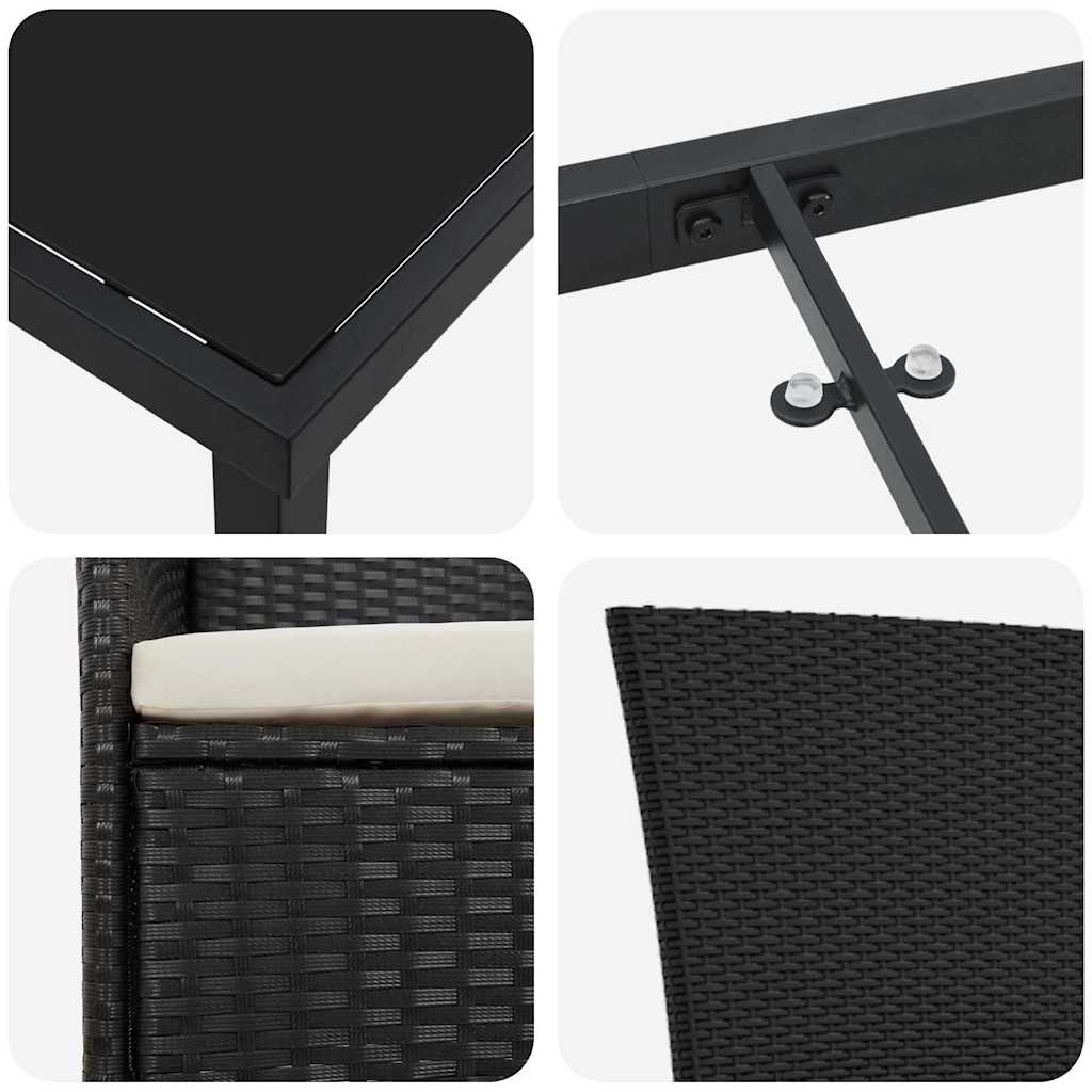Garten Essgruppe 3 pcs Schwarz Pulverbeschichteter Stahl – Bild 9