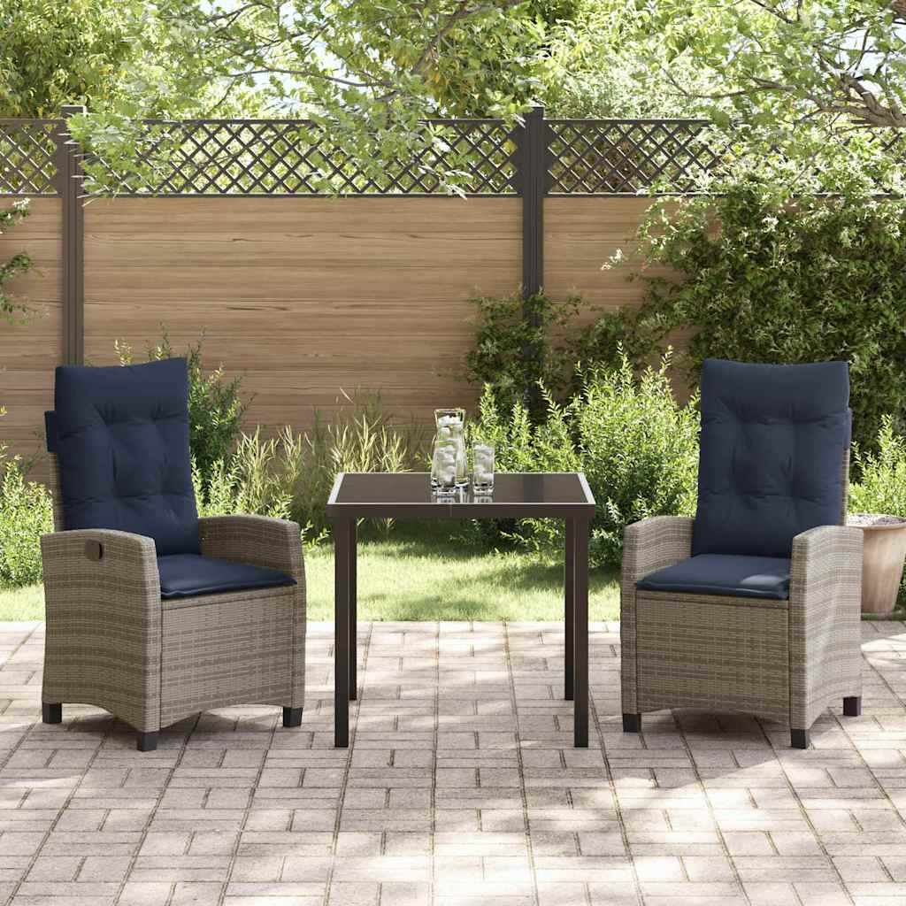 Garten Essgruppe mit Kissen 3 pcs Grau Poly-Rattan – Bild 4