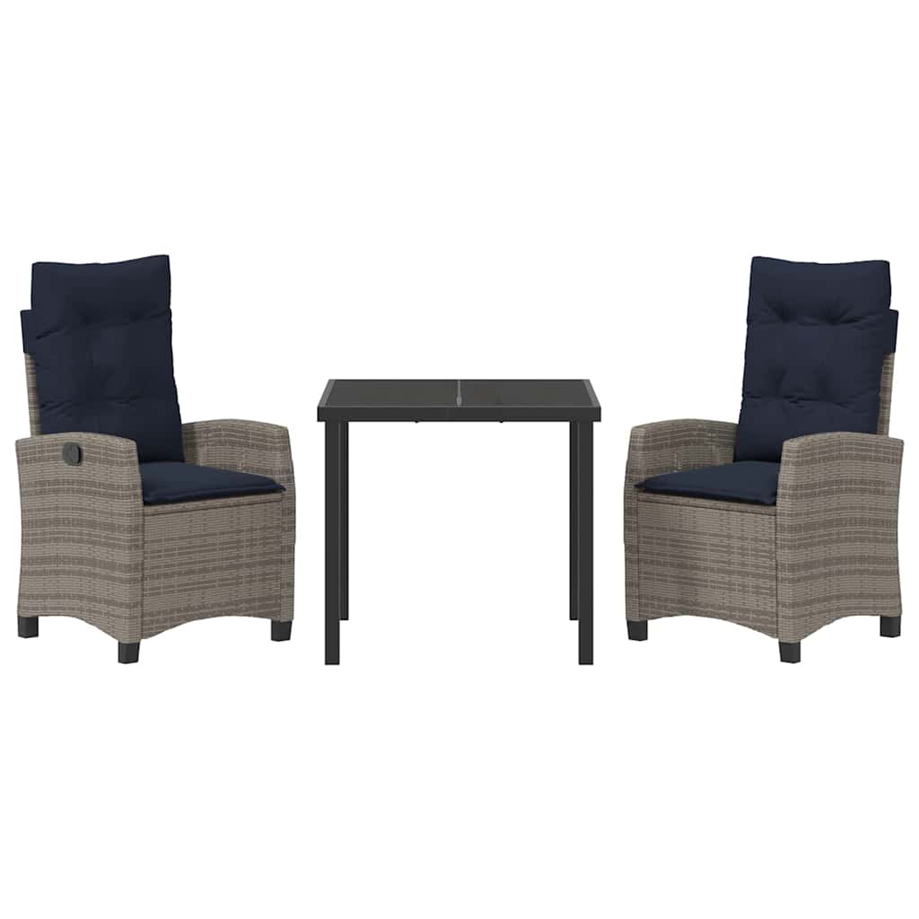 Garten Essgruppe mit Kissen 3 pcs Grau Poly-Rattan – Bild 5