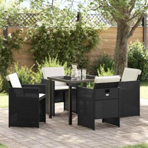 Garten Essgruppe 5 pcs Schwarz Poly-Rattan