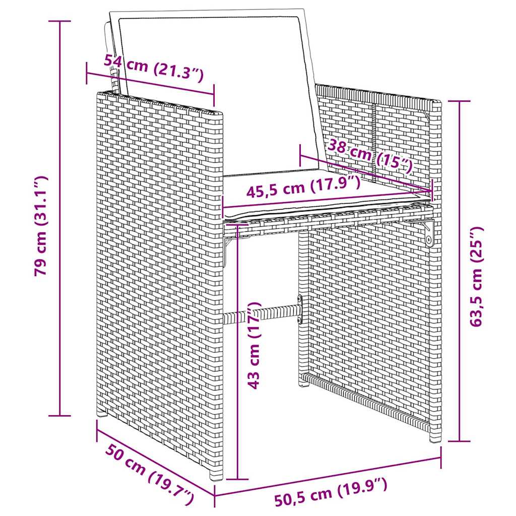 Garten Essgruppe 9 pcs Schwarz Poly-Rattan – Bild 10