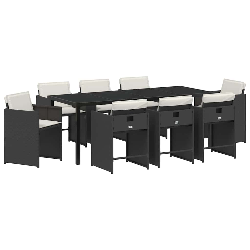 Garten Essgruppe 9 pcs Schwarz Poly-Rattan – Bild 2