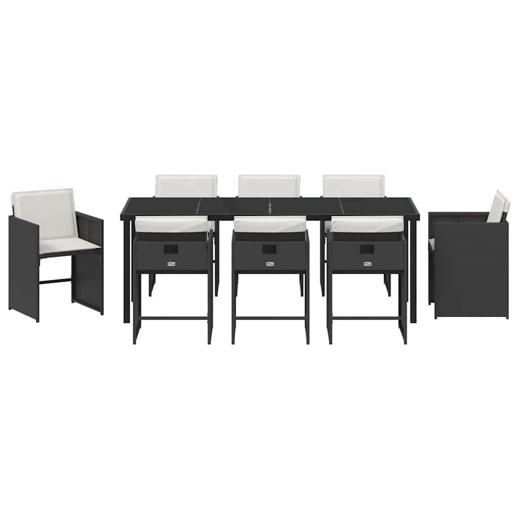 Garten Essgruppe 9 pcs Schwarz Poly-Rattan – Bild 7