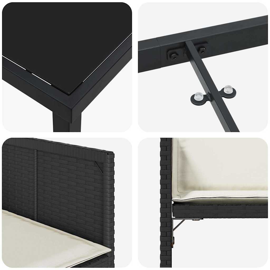 Garten Essgruppe 9 pcs Schwarz Poly-Rattan – Bild 9