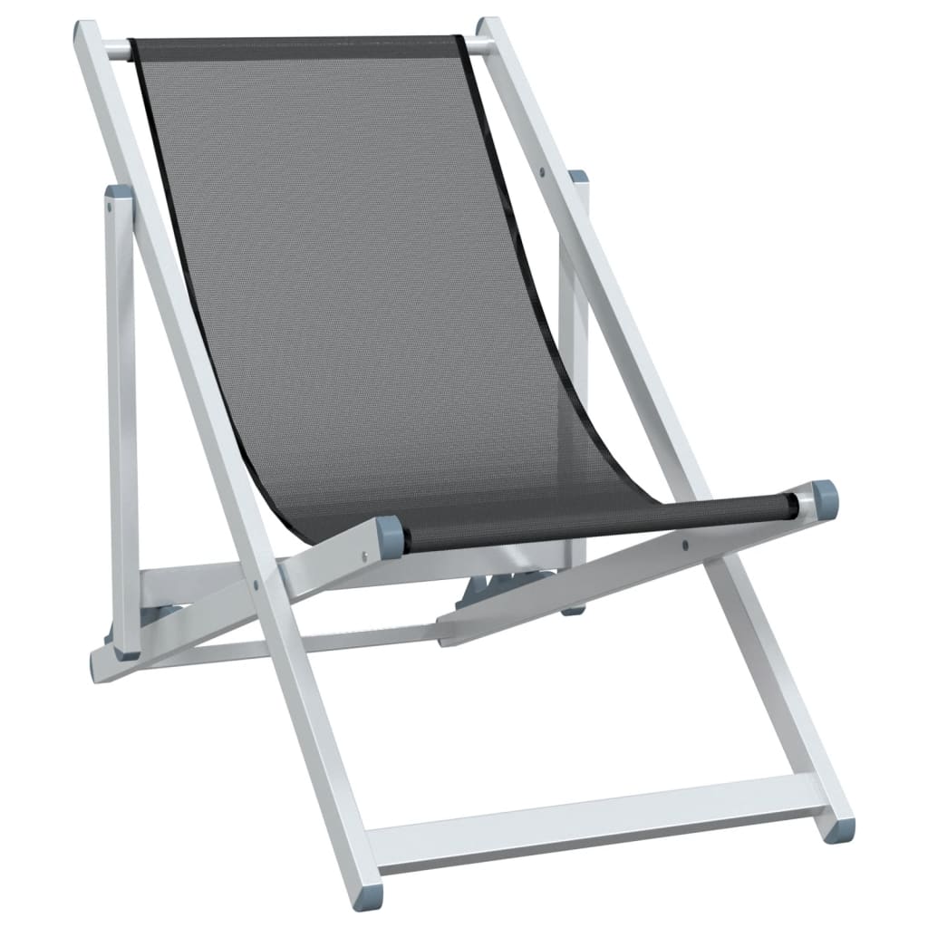 Strandstühle 2 Stk. Klappbar Grau Aluminium und Textilene – Bild 3