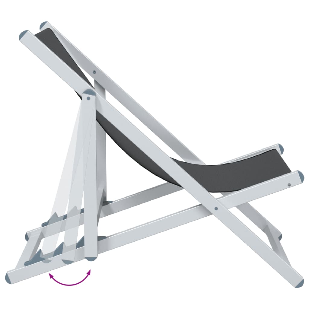 Strandstühle 2 Stk. Klappbar Grau Aluminium und Textilene – Bild 7