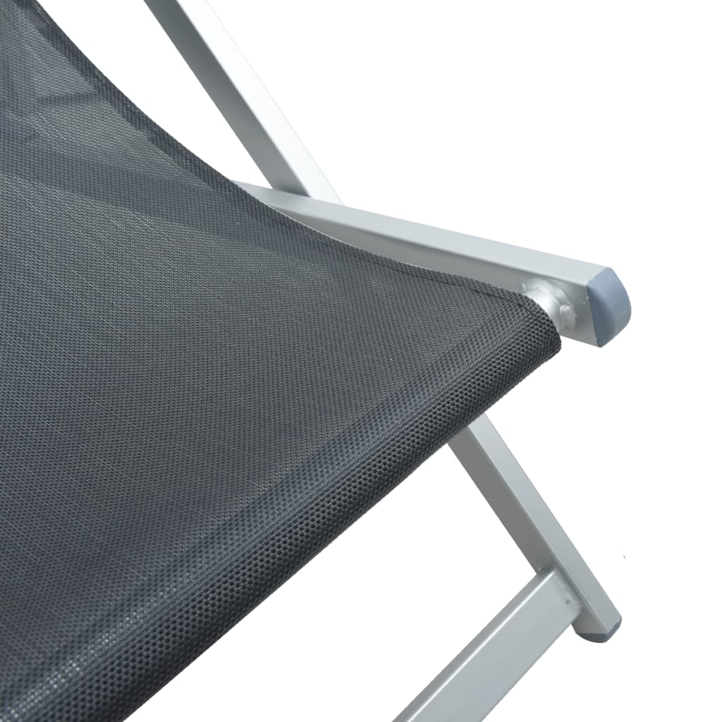 Strandstühle 2 Stk. Klappbar Grau Aluminium und Textilene – Bild 9