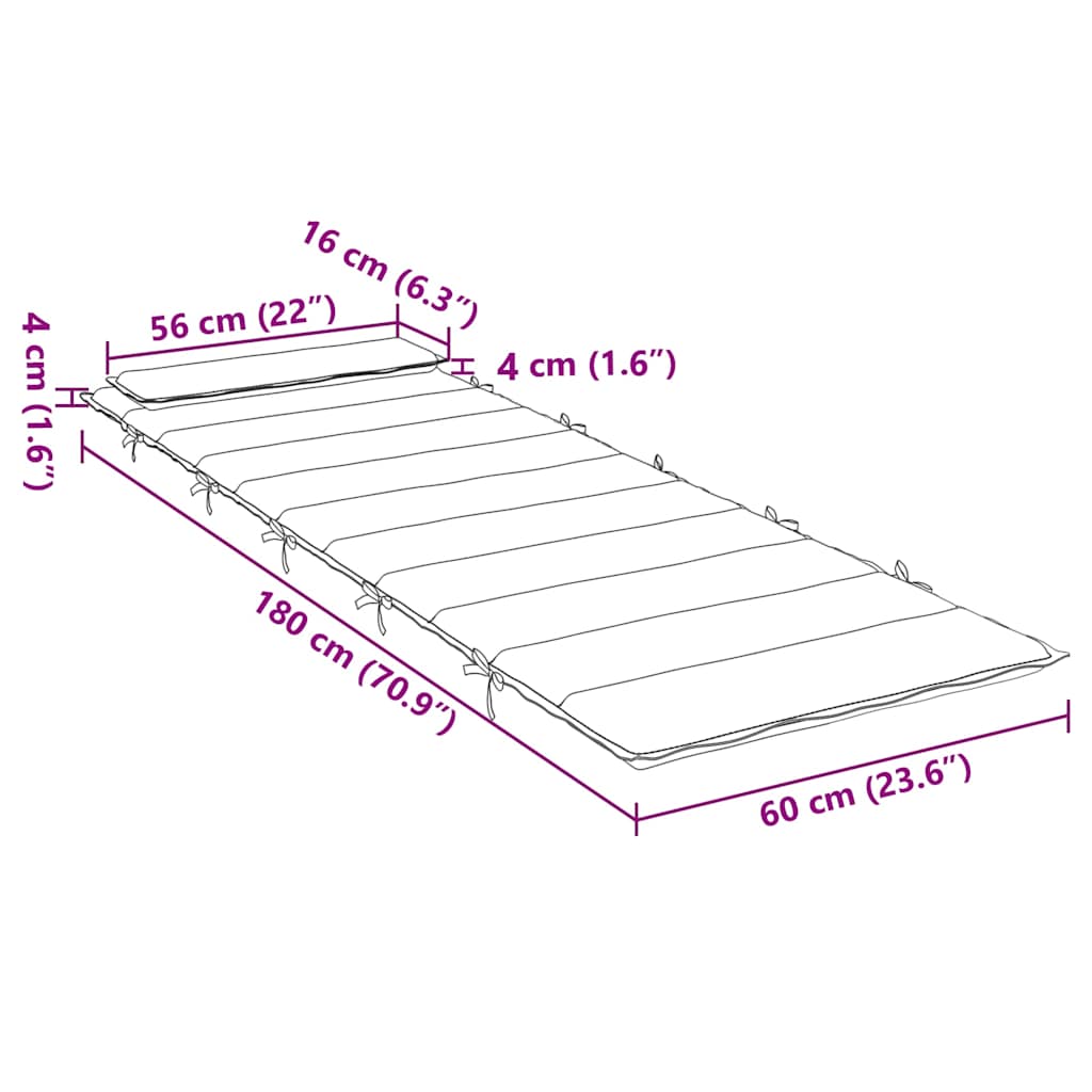 Sonnenliegen-Auflage Anthrazit 180x60x4 cm Oxford-Gewebe – Bild 9