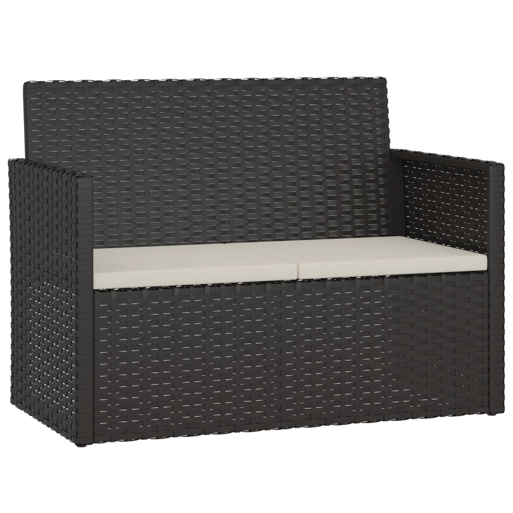 Gartenbank mit Kissen Schwarz 105 cm Poly Rattan – Bild 2