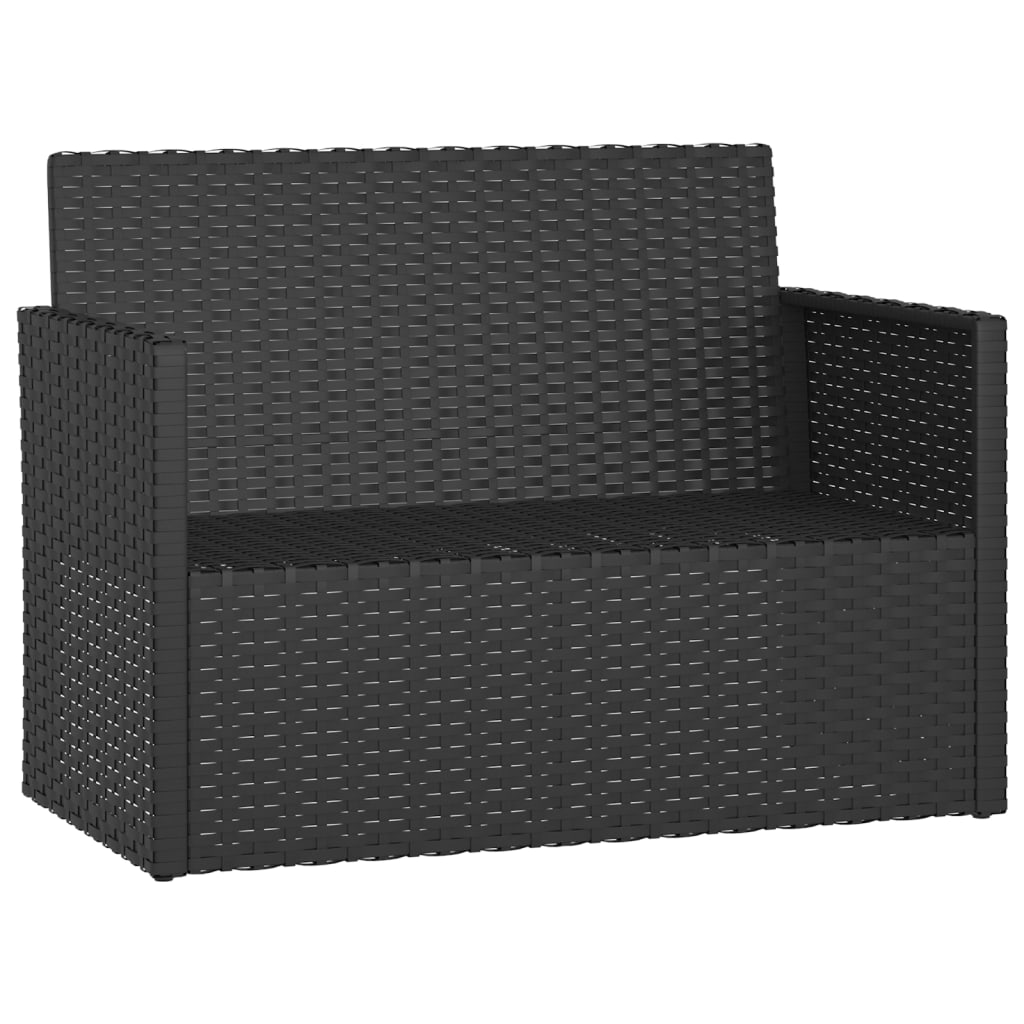 Gartenbank mit Kissen Schwarz 105 cm Poly Rattan – Bild 3