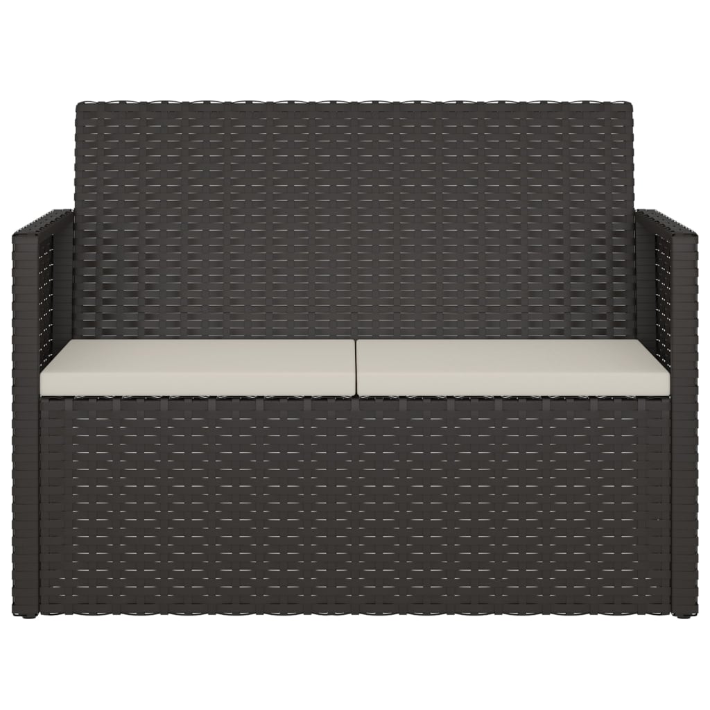 Gartenbank mit Kissen Schwarz 105 cm Poly Rattan – Bild 4
