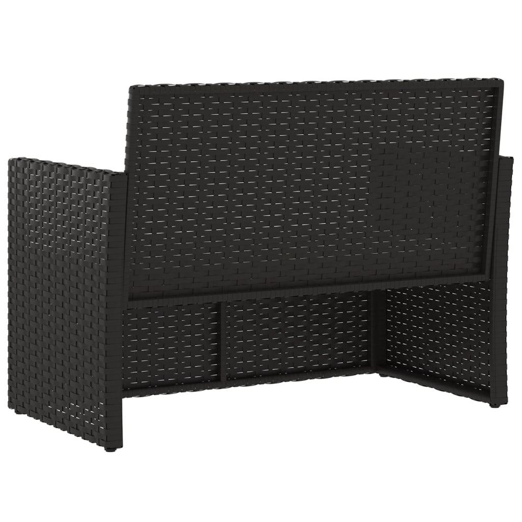 Gartenbank mit Kissen Schwarz 105 cm Poly Rattan – Bild 6