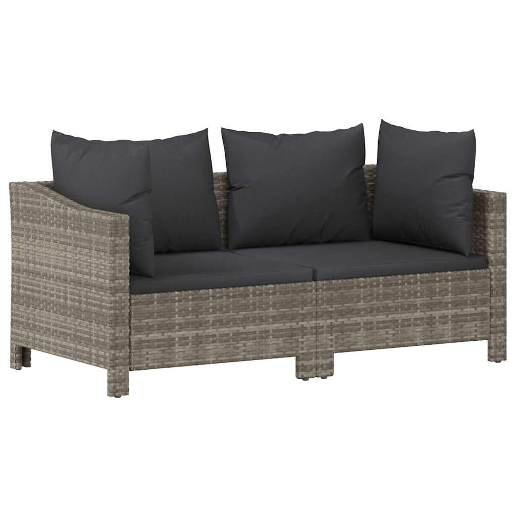 2-teiliges Garten-Lounge-Set mit Kissen Grau Poly Rattan – Bild 2