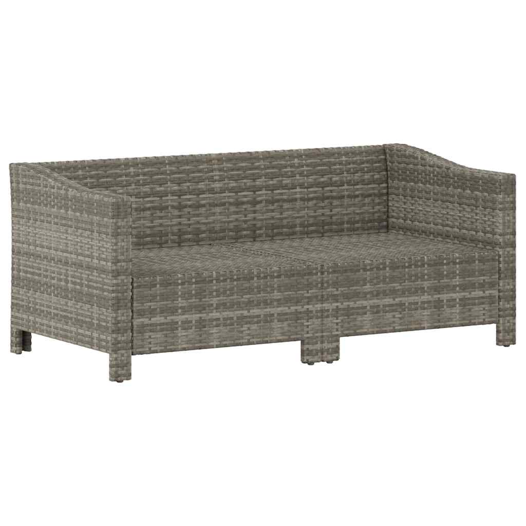2-teiliges Garten-Lounge-Set mit Kissen Grau Poly Rattan – Bild 3
