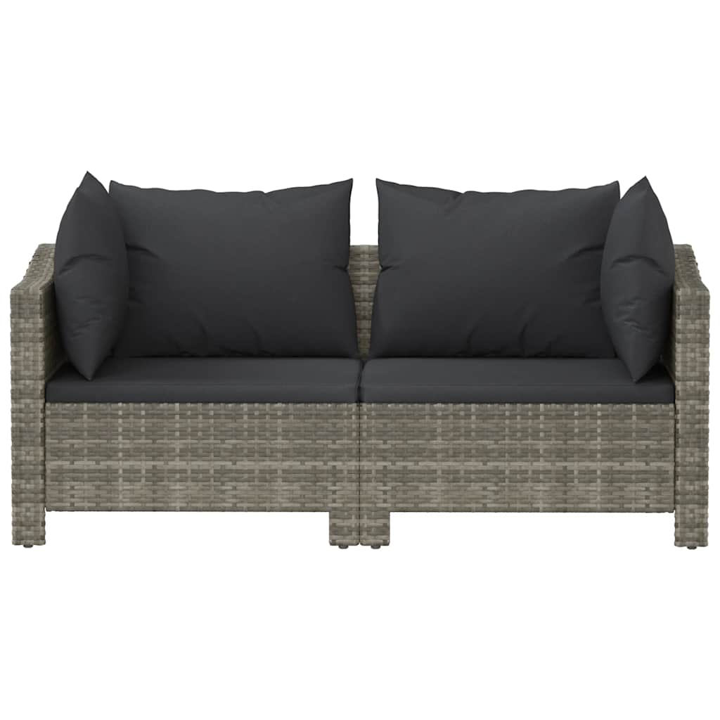 2-teiliges Garten-Lounge-Set mit Kissen Grau Poly Rattan – Bild 4