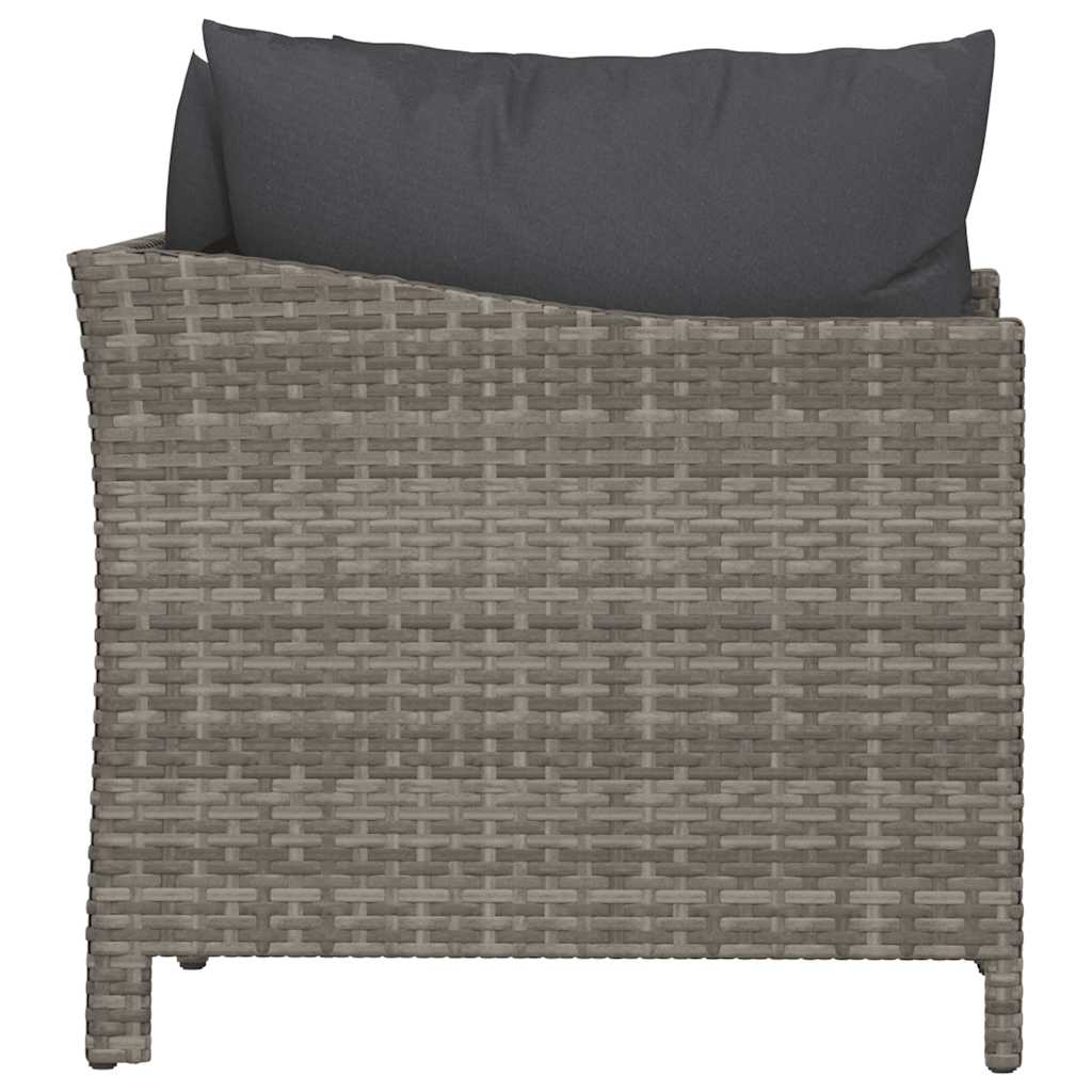 2-teiliges Garten-Lounge-Set mit Kissen Grau Poly Rattan – Bild 5