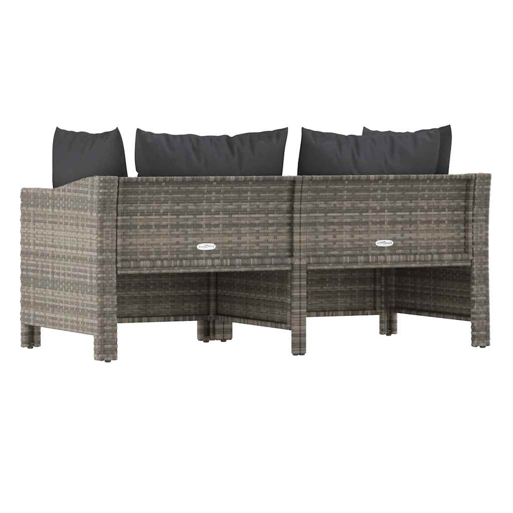 2-teiliges Garten-Lounge-Set mit Kissen Grau Poly Rattan – Bild 6