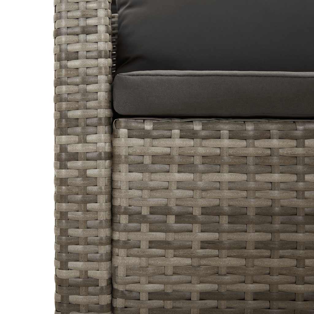 2-teiliges Garten-Lounge-Set mit Kissen Grau Poly Rattan – Bild 7