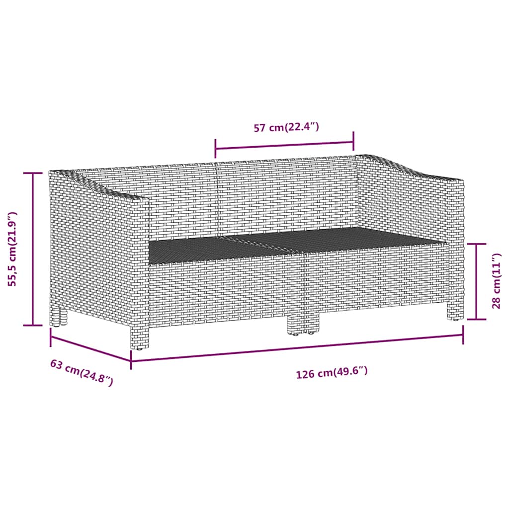 2-teiliges Garten-Lounge-Set mit Kissen Grau Poly Rattan – Bild 8