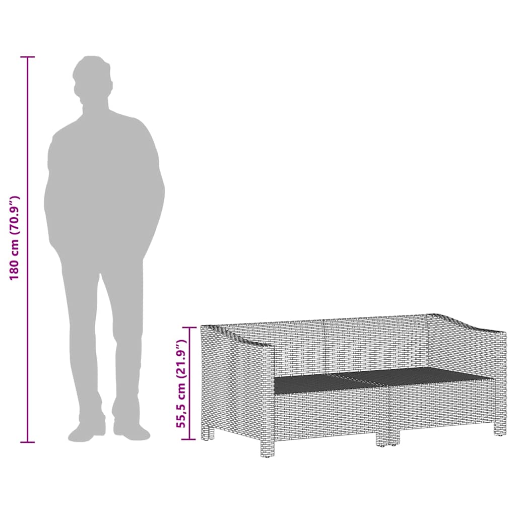 2-teiliges Garten-Lounge-Set mit Kissen Grau Poly Rattan – Bild 9