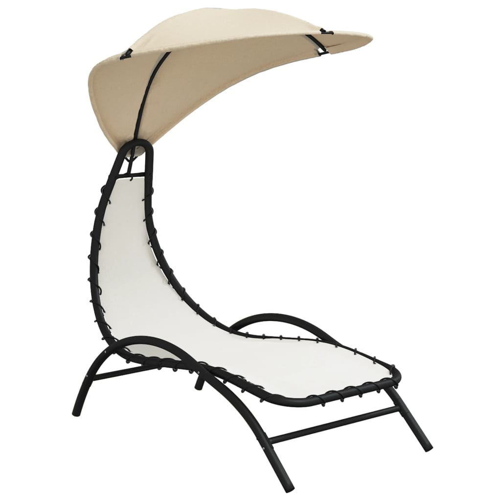 Sonnenliege mit Dach Creme 167x80x195 cm Stoff und Stahl – Bild 2