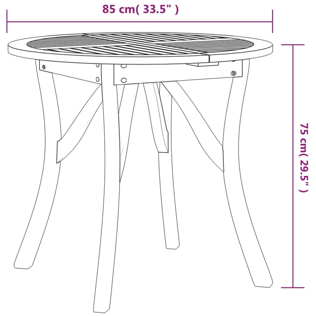 Gartentisch 85x85x75 cm Massivholz Akazie – Bild 6