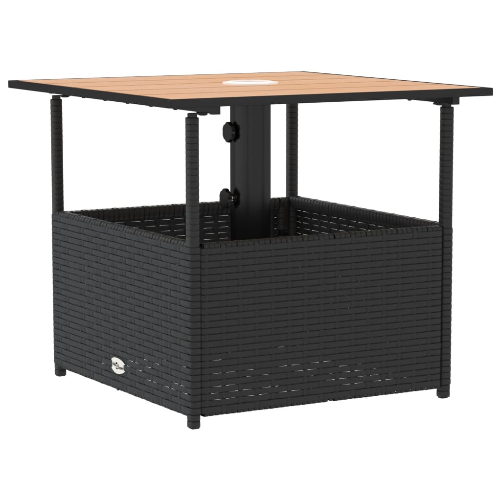 Gartentisch mit Schirmloch Schwarz 55x55x46,5 cm Poly Rattan – Bild 2