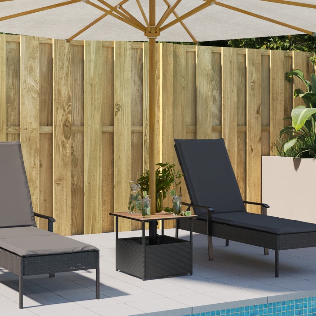 Gartentisch mit Schirmloch Schwarz 55x55x46,5 cm Poly Rattan – Bild 3