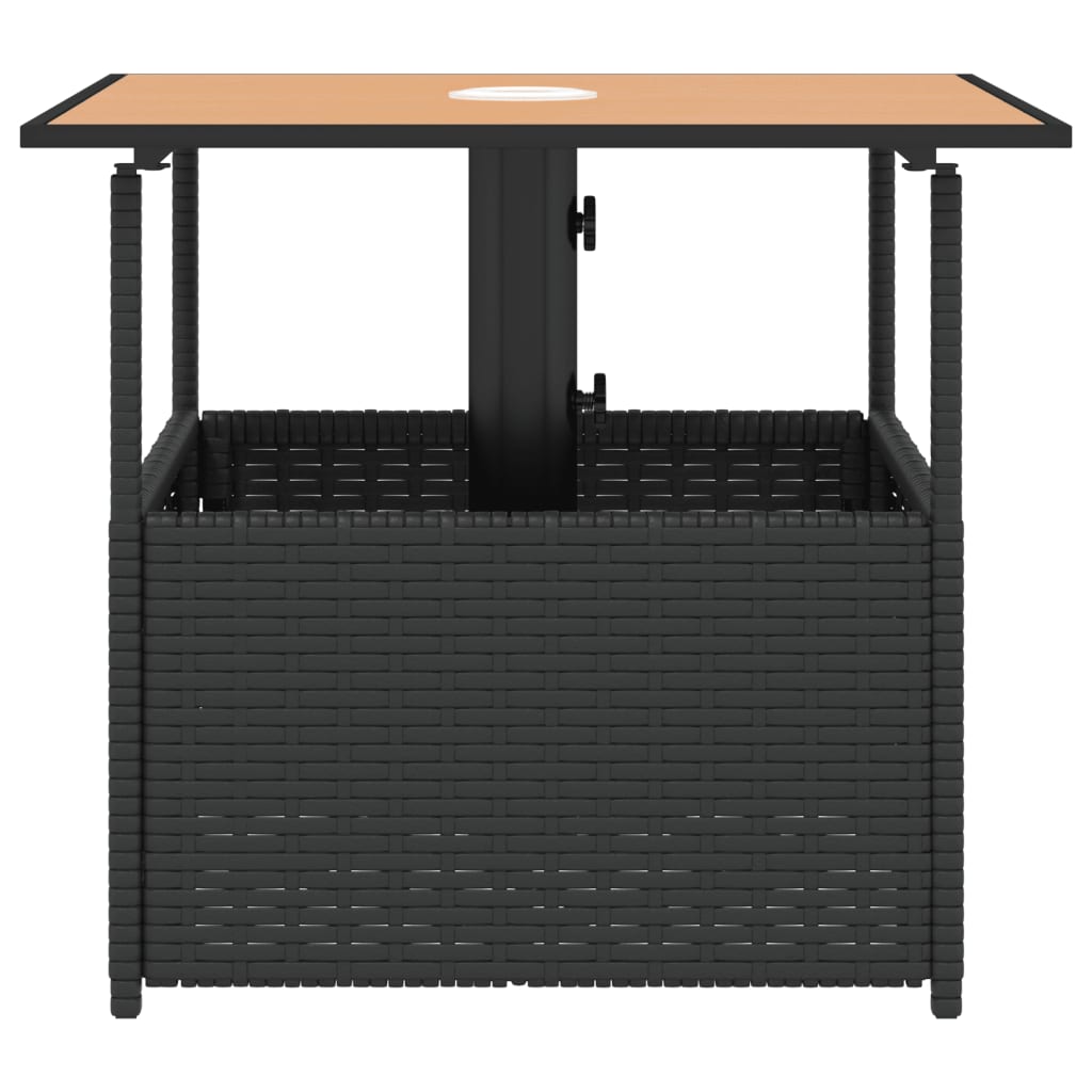 Gartentisch mit Schirmloch Schwarz 55x55x46,5 cm Poly Rattan – Bild 5