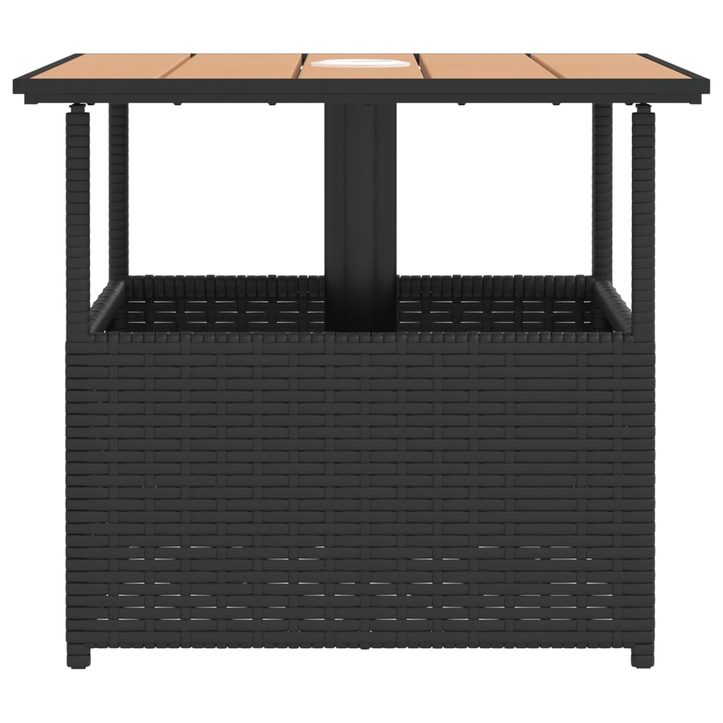 Gartentisch mit Schirmloch Schwarz 55x55x46,5 cm Poly Rattan – Bild 6