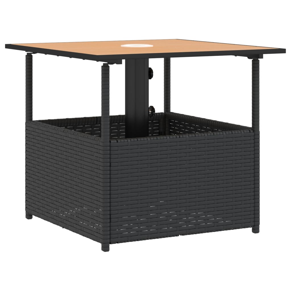 Gartentisch mit Schirmloch Schwarz 55x55x46,5 cm Poly Rattan – Bild 7