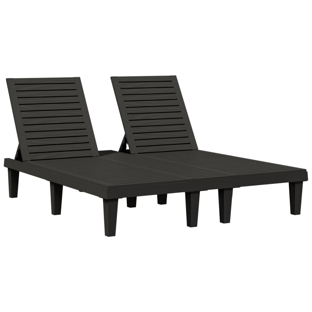 Doppel-Sonnenliege Schwarz 155x138x83 cm Polypropylen – Bild 2