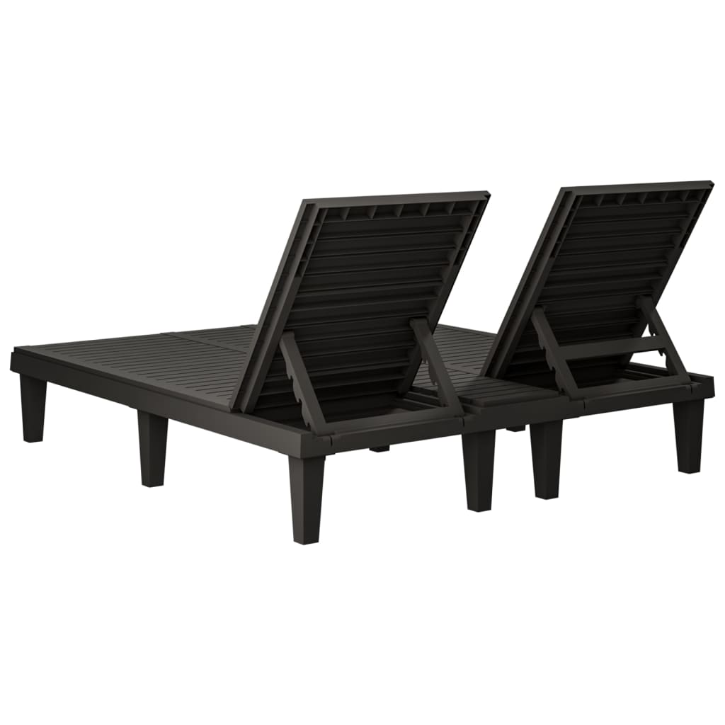 Doppel-Sonnenliege Schwarz 155x138x83 cm Polypropylen – Bild 6
