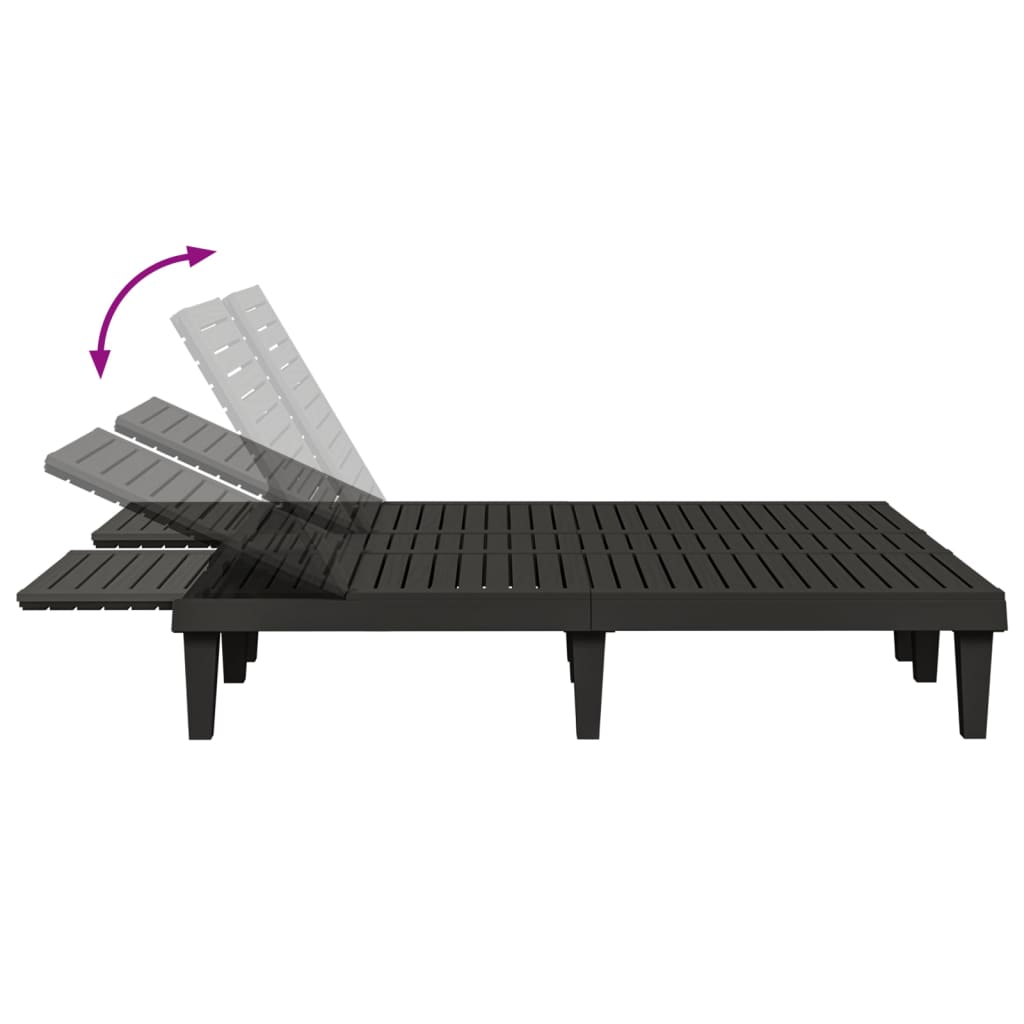 Doppel-Sonnenliege Schwarz 155x138x83 cm Polypropylen – Bild 7