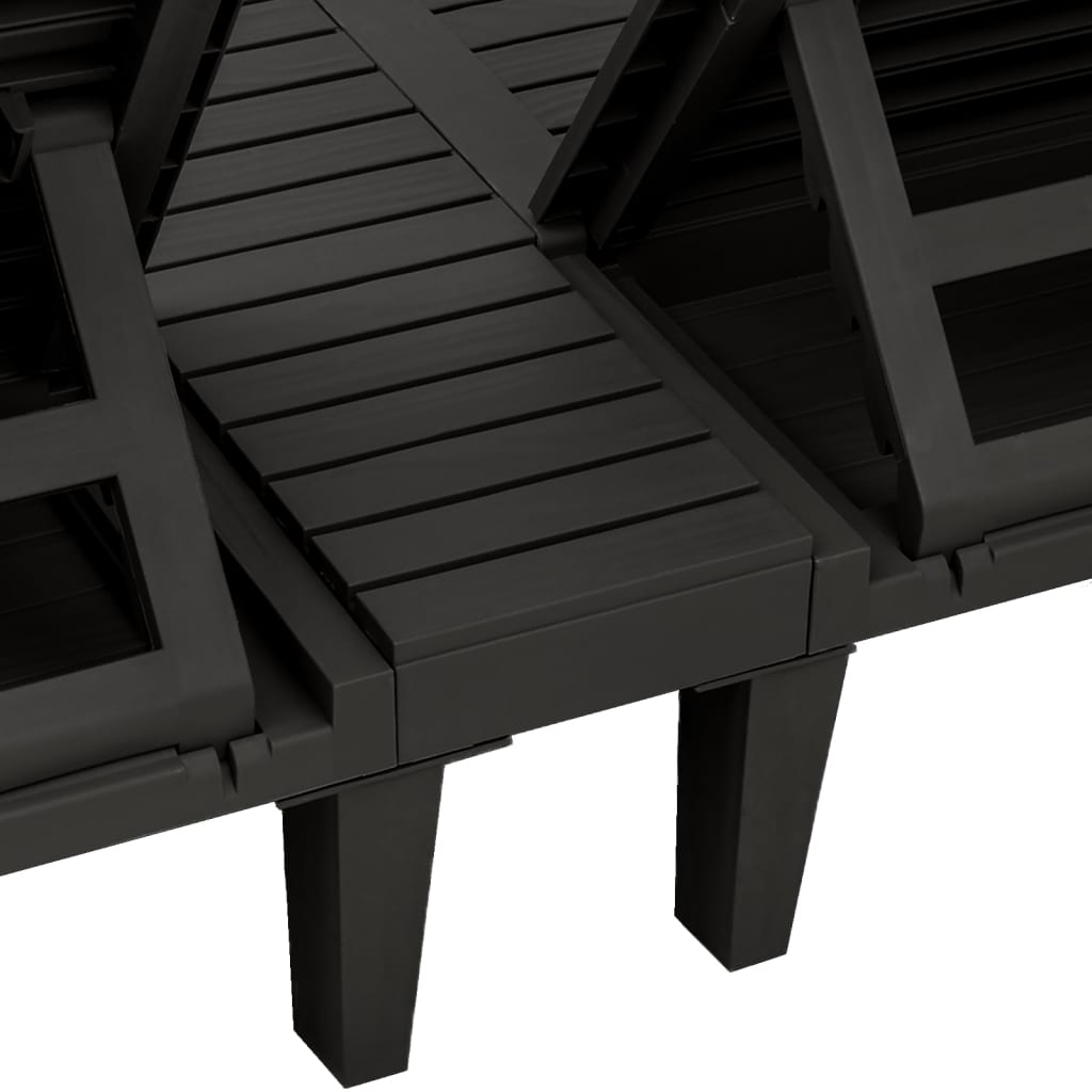 Doppel-Sonnenliege Schwarz 155x138x83 cm Polypropylen – Bild 9