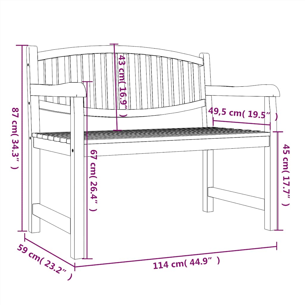 Gartenbank 114x59x87 cm Massivholz Teak – Bild 6
