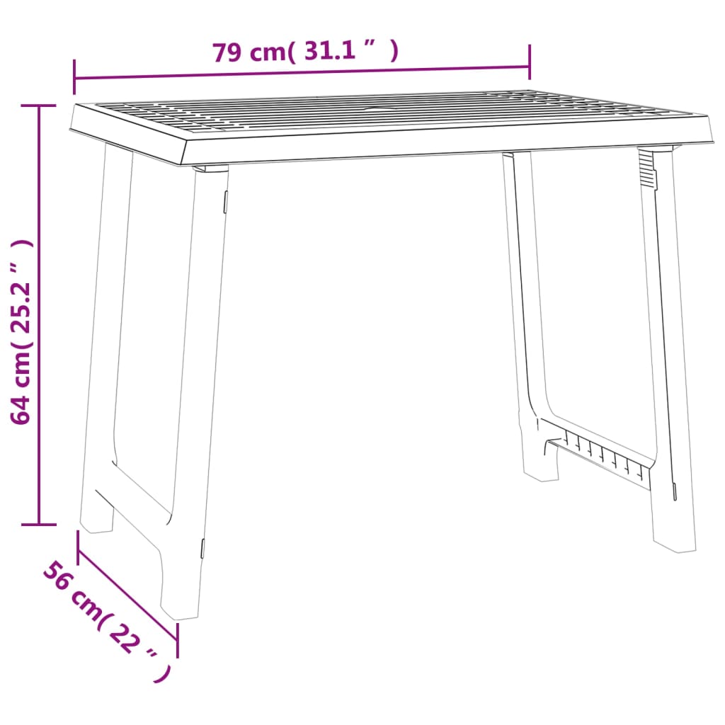 Campingtisch Anthrazit 79x56x64 cm PP Holzoptik – Bild 6
