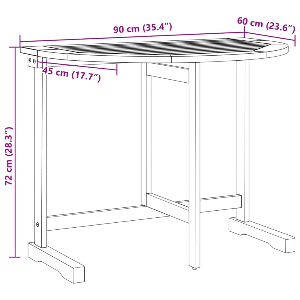 Balkontisch Klappbar 90x60x72 cm Massivholz Akazie – Bild 10