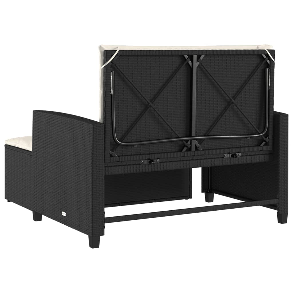 Gartensofa mit Kissen 2-Sitzer Schwarz Poly Rattan – Bild 8