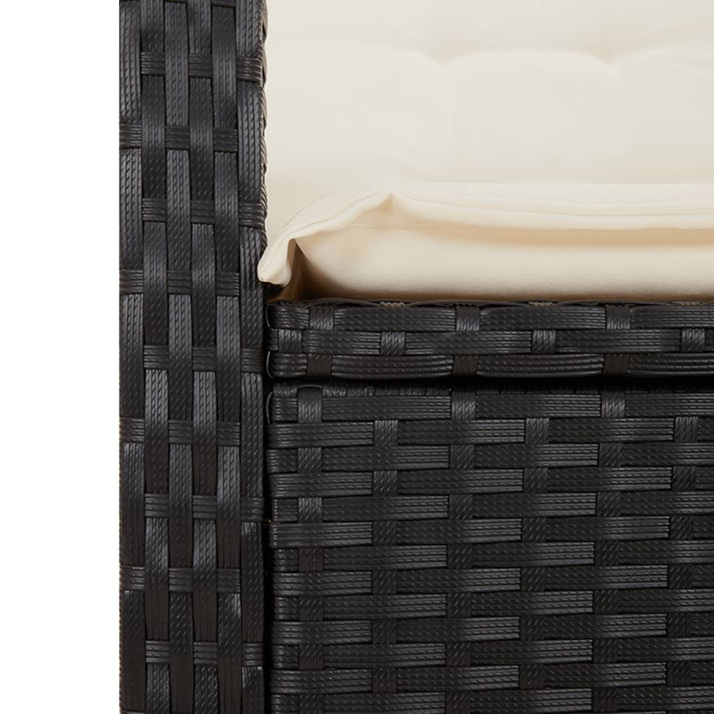 3-tlg. Bistro-Set mit Kissen Schwarz Poly Rattan – Bild 12