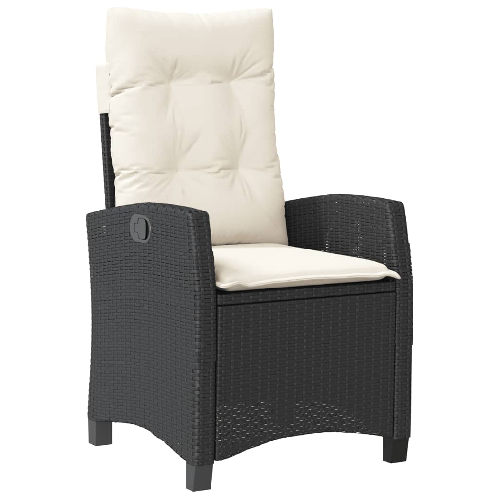 3-tlg. Bistro-Set mit Kissen Schwarz Poly Rattan – Bild 4