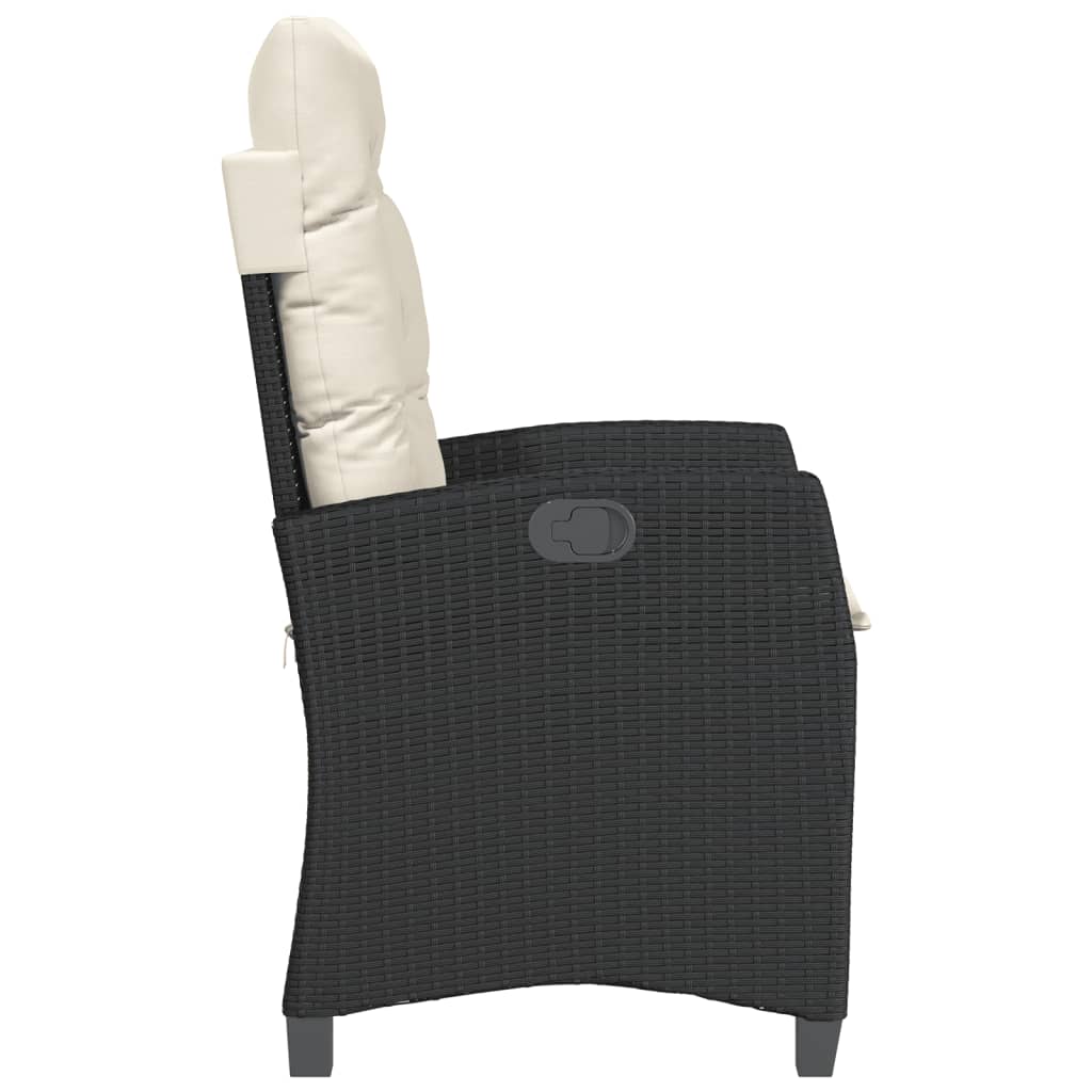 3-tlg. Bistro-Set mit Kissen Schwarz Poly Rattan – Bild 6