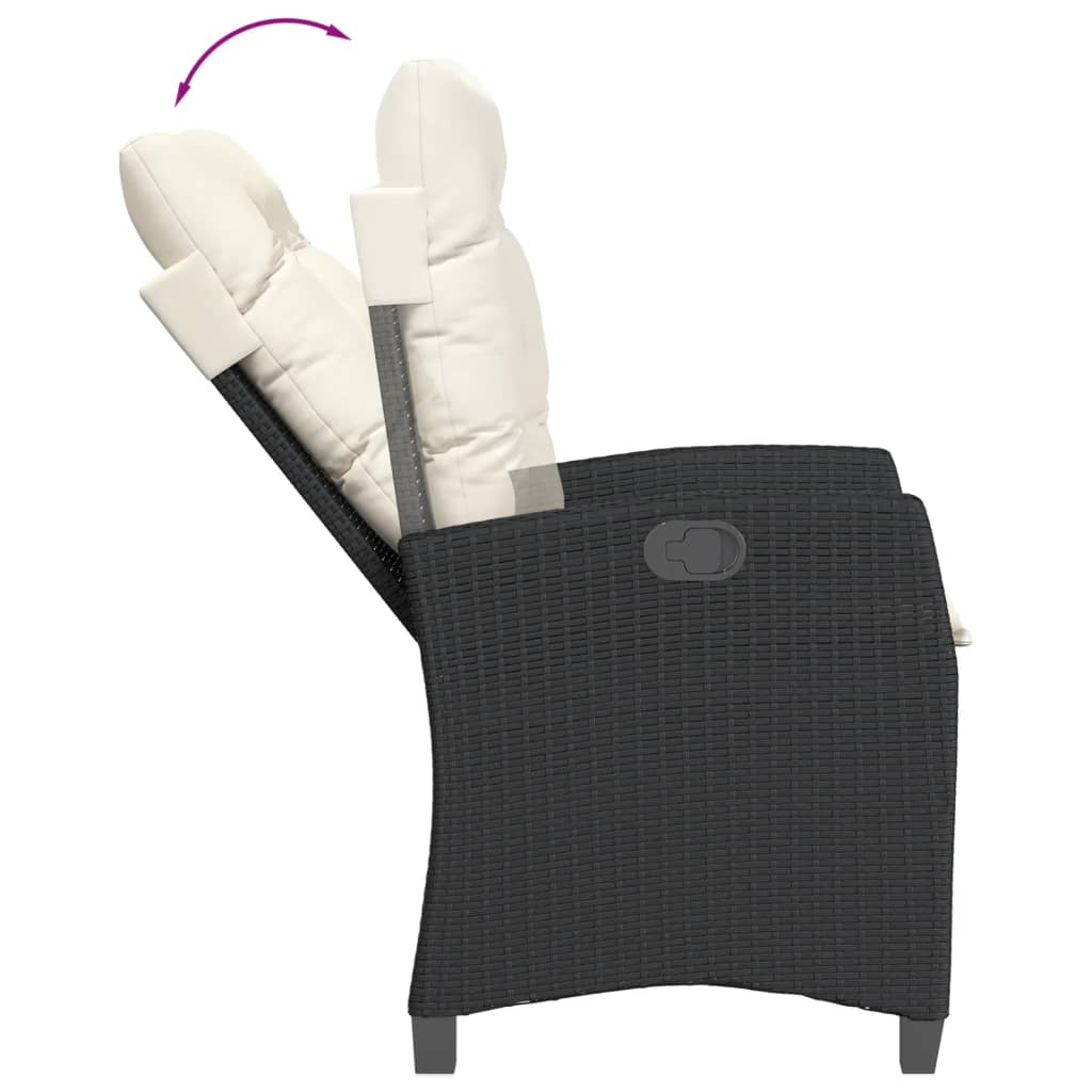 3-tlg. Bistro-Set mit Kissen Schwarz Poly Rattan – Bild 8