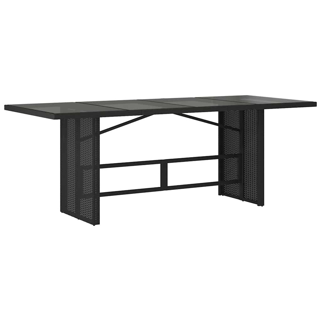 Gartentisch mit Glasplatte Schwarz 190x80x74 cm Poly Rattan – Bild 2