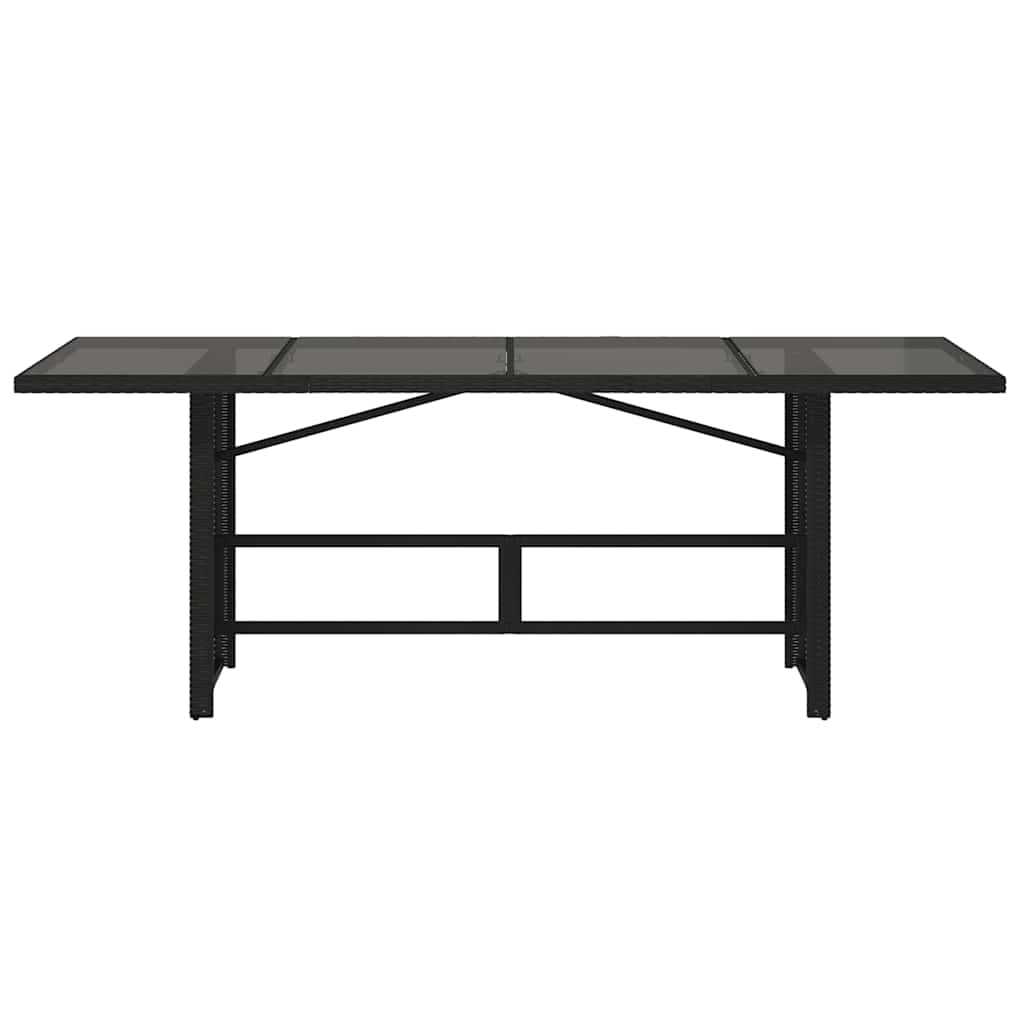 Gartentisch mit Glasplatte Schwarz 190x80x74 cm Poly Rattan – Bild 4