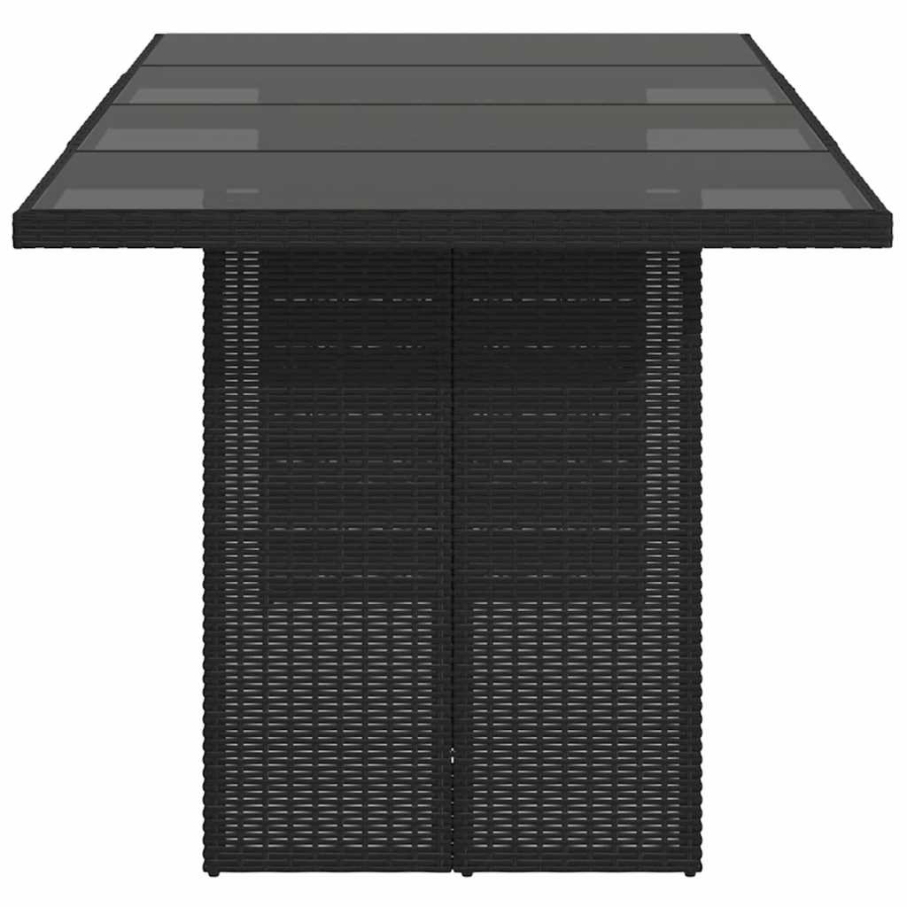 Gartentisch mit Glasplatte Schwarz 190x80x74 cm Poly Rattan – Bild 5